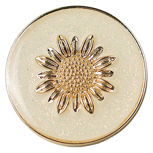 Sunflower Snap Jewelry Ginger Charm 18MM Yellow Flower for DIY Interchangeable, Customizable Jewelry Accessories (Cream, Gold Stamped)