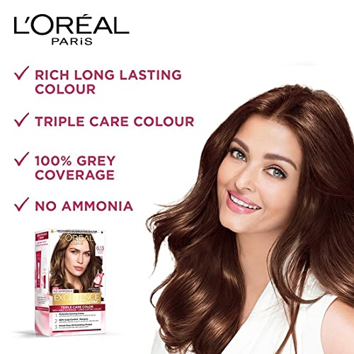 Image of L'Oreal Paris Hair Colour, Radiant At-Home Hair Colour with up to 100% Grey Coverage, Excellence Creme, 1 Black, Pack Of 2, 100g +72 ml, 25g + 25 ml