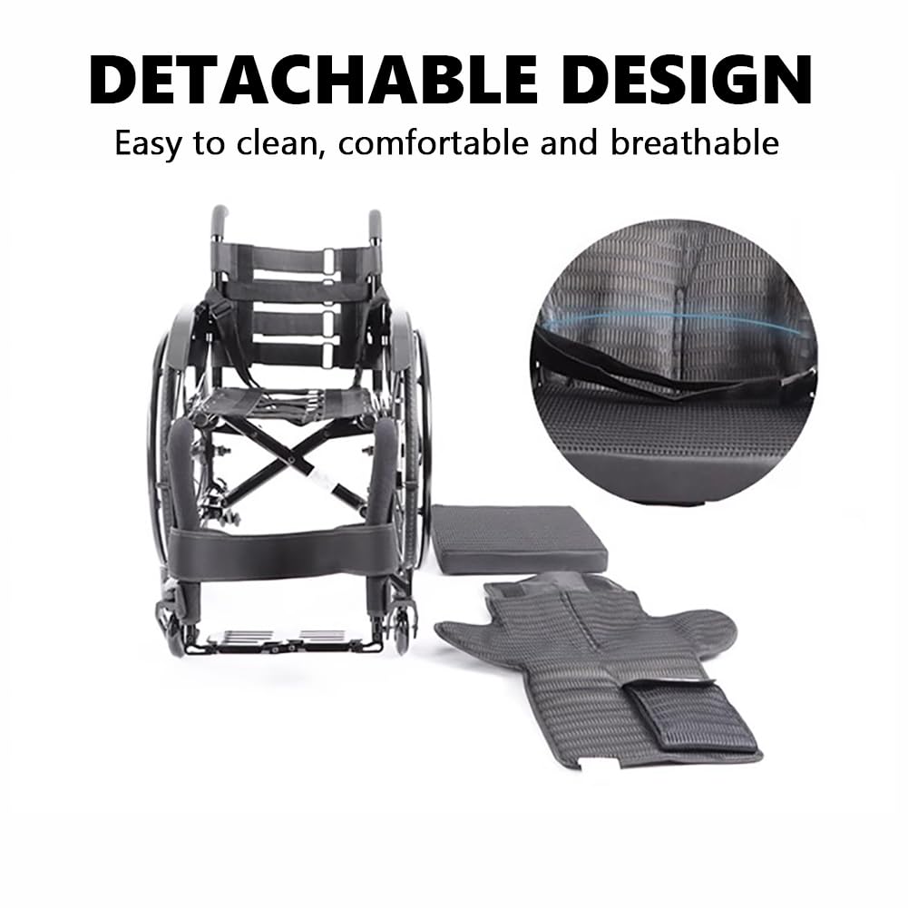 Silla de Ruedas Manual Ligera, Sillas de Ruedas Deportivas Portatiles para Adultos, Silla de Ruedas Plegable de Viaje Transit/Black 38Cm