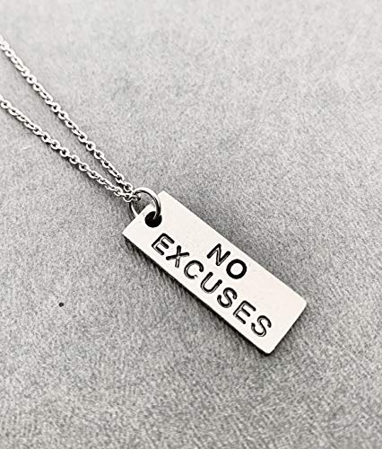 Pewter NO EXCUSES Necklace - Pewter Pendant on 18 inch Stainless Steel Cable Chain - All Pewter3