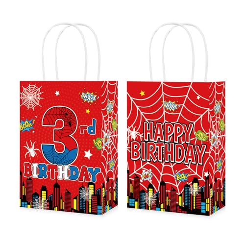 Sac en papier araignée rouge Greencian : emballage cadeau festif
