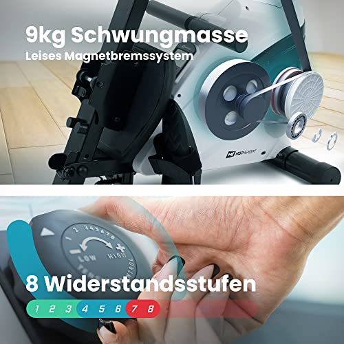 Hop-Sport Rudergerät für Zuhause klappbar HS-060R Cross - Rudermaschine mit LCD-Display & 8-stufigem, leisem… – Bild 4