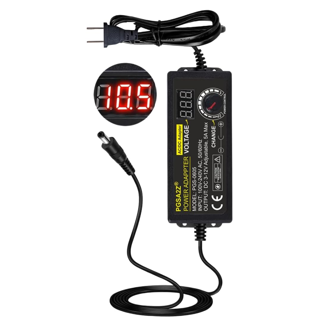 PGSA2Z 100-240V To 3-12V 5A Universal Adjustable Ac/Dc Switching Power Adapter,50-60Hz Power Supply Adapter Converter With Led Voltage Display Us Plug (3V-12V 5A),Black (B0CLWF4N9N) Amazon Price History, Amazon Price Tracker