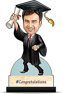 Foto Factory Gifts Personalized Caricature Gift Graduation Man (Wooden 8 inch x 5 inch) CA0300