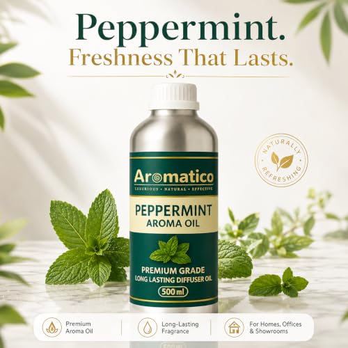 Image of AROMATICO Peppermint Diffuser Oil with Strong, Long-Lasting Aroma for Homes, Offices & Showrooms | Aromatherapy, Diffusers, Air Purifiers, Vaporizers - 500ML