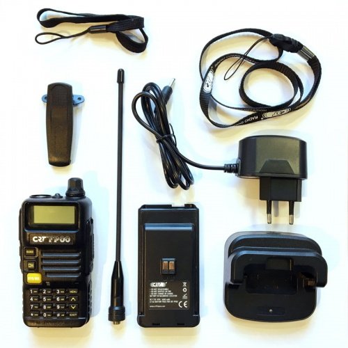 CRT CB Portátil VHF/UHF Radio FP00 Doble Banda 136-174 y 400-470 MHz Negro