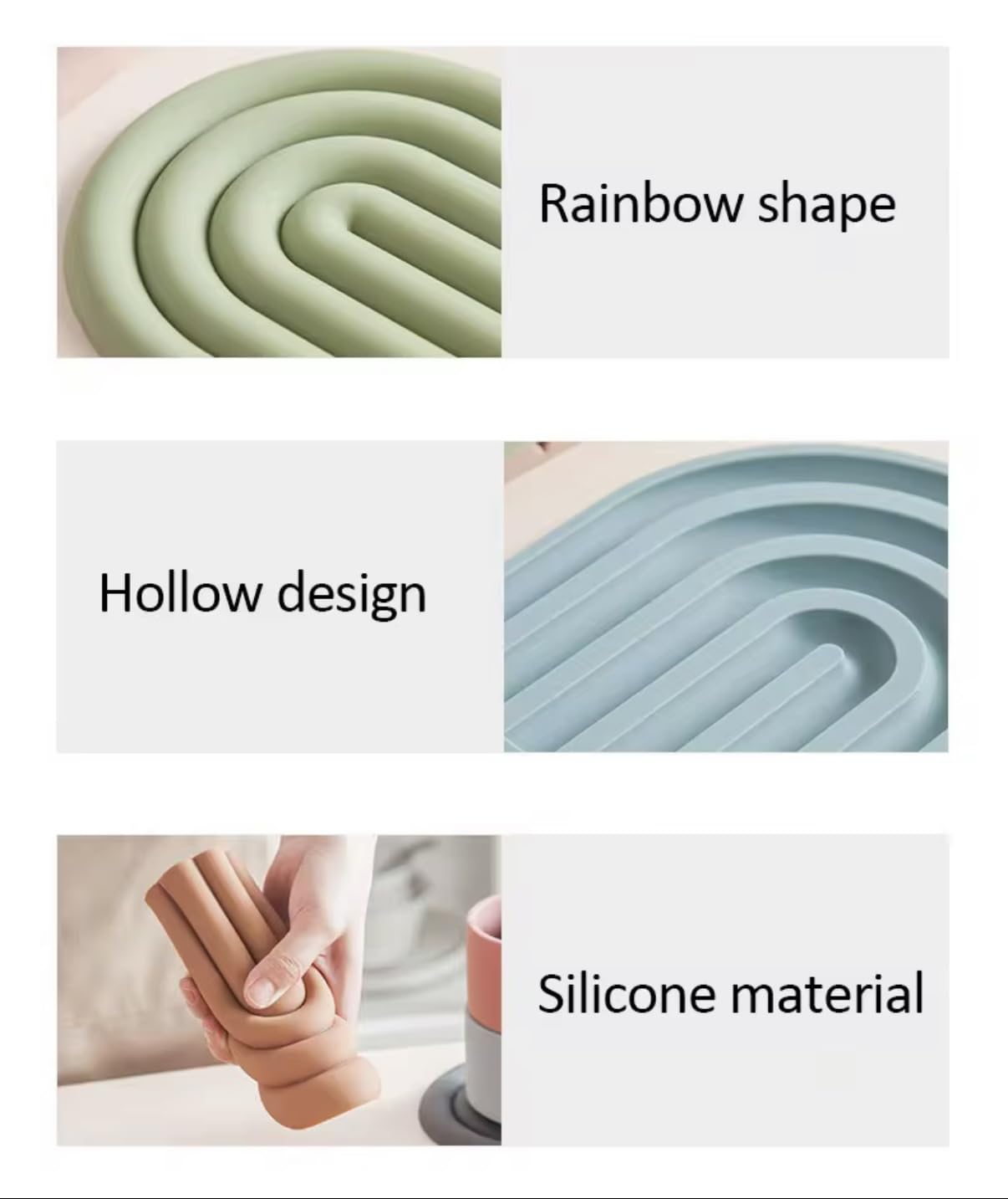 Bare & Balanced Lot de 2 dessous de plat en silicone résistants à la chaleur – Tapis de cuisine antidérapants et multi-usages, dessous de verre isothermes et maniques – Sets de table modernes pour
