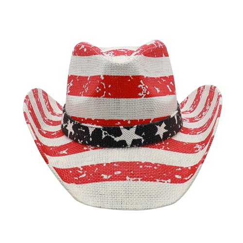Image of Mens Straw Cowboy Hat Unisex Western Beach Sun Hat for Men Women Wide Brim Fedora Hat Cowgirl Hats Summer Panama Hat