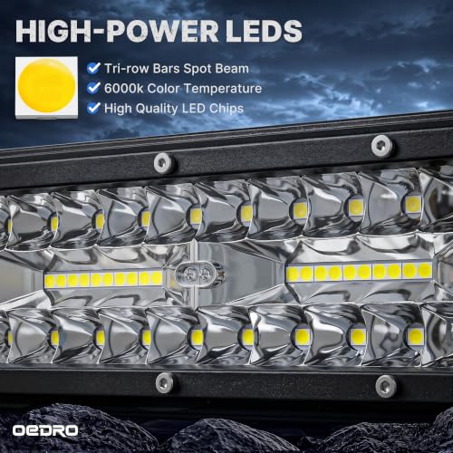 Image of OEDRO 18 Inch LED Light Bar Tri-Row 360W Driving Light with Wiring Harness | Spot Flood Combo Led Work Lights IP68 Off Road Lamp Fit for Pickup SUV UTV Truck 4WD 4X4 ATV Tractor (12V 24V)