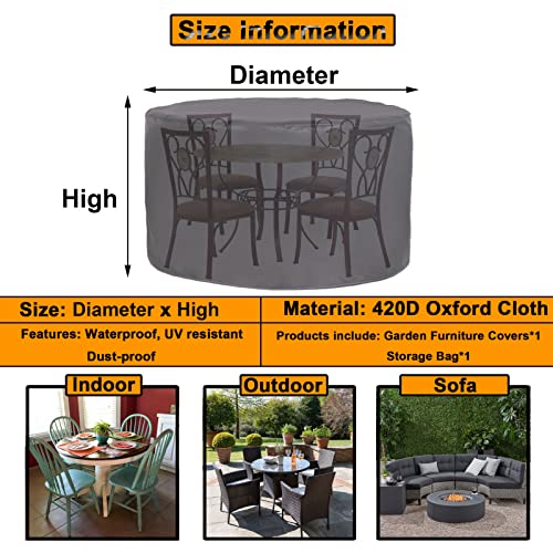 Housse table ronde 260x85 imperméable HeavyDu bâche protection jardin rouge抗UV vent