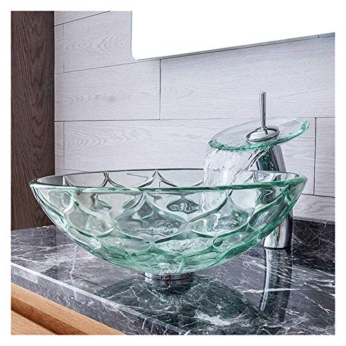 Lavabo de salle de bain en verre trempé rond vasque artistique moderne à poser