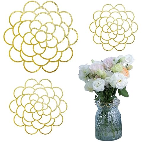3Pcs Flower Arrangement Holder，Stainless Steel Flower Frog Separator Floral Grid for Reusable Easy Vase Flower Arrangements Supplies Stems Bouquet Twister Tools Plant Fixation Cover