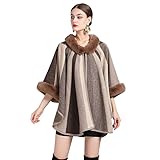 Diseño clásico de moda: cuello y puño de piel sintética suave, mangas 3/4 de ala de murciélago y tela de tela suave que hacen de este abrigo un elegante estilo vintage.