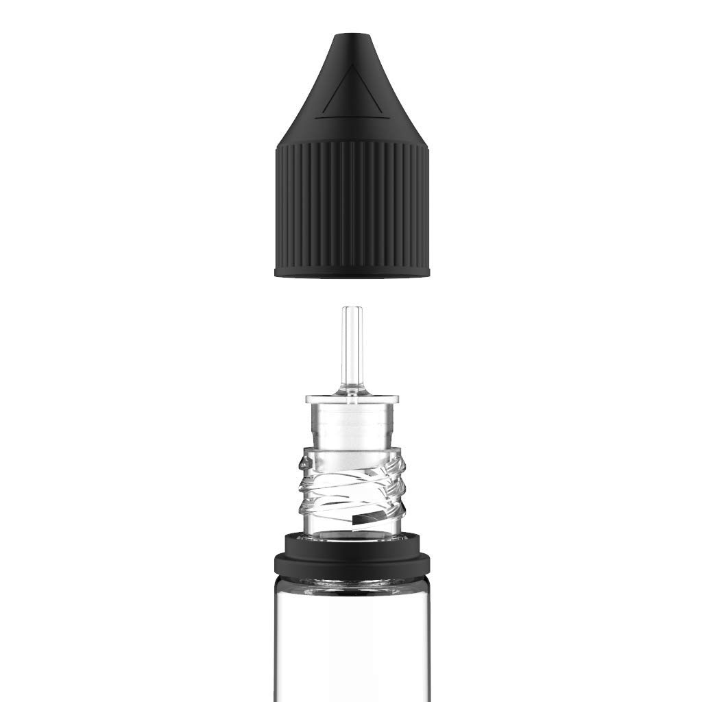 Confezione da 100 bottiglie in plastica PET Chubby Gorilla Signature da 10 ml, per liquidi, oli e altri fluidi (bottiglia trasparente/tappo nero)