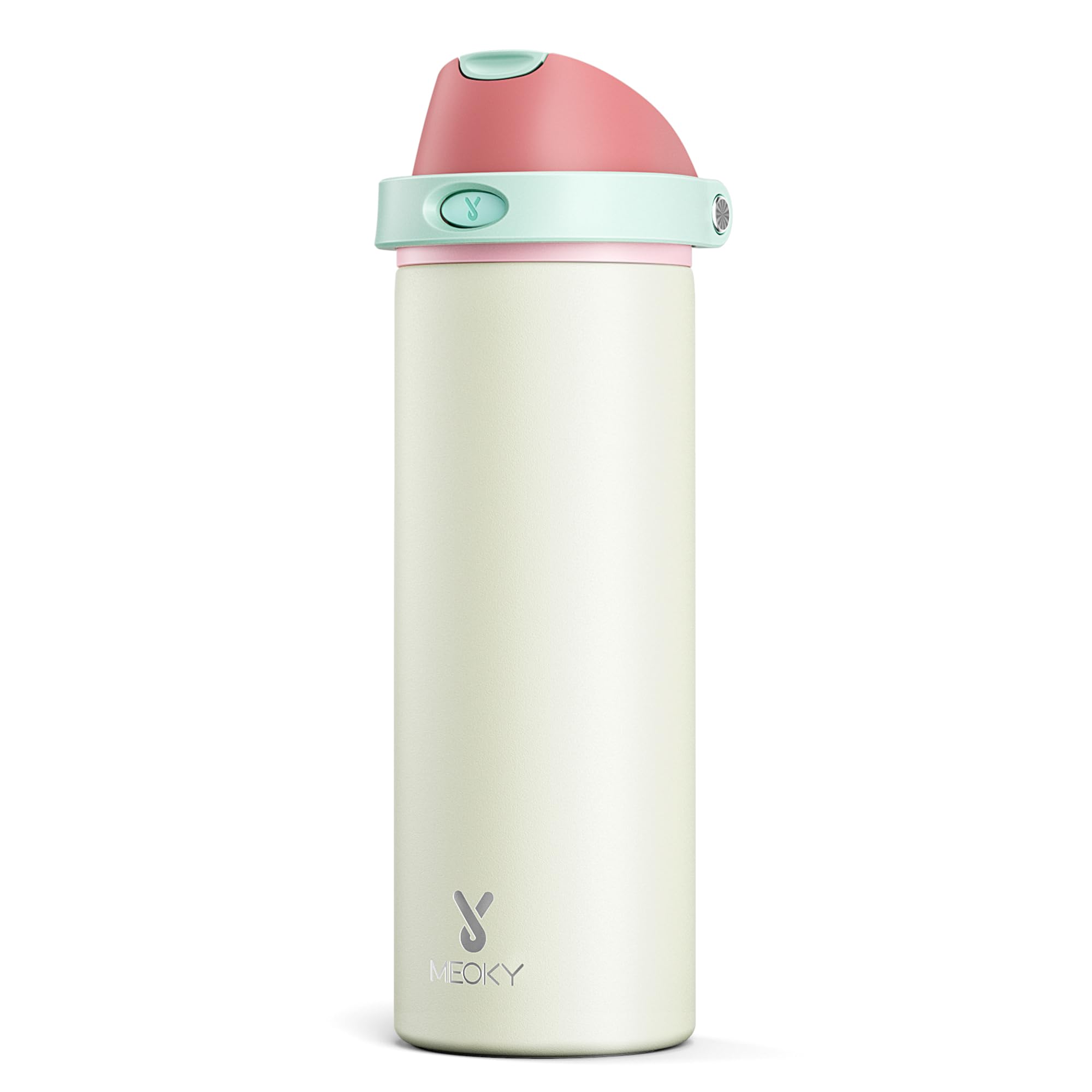 24 oz Insulated Water Bottle with Straw Meoky Stainless Steel Metal Water Bottle with 2-in-1 Lid - Leak