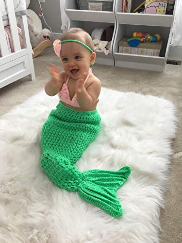 Mrotrida Newborn Photography Props Baby Mermaid Knitting Costume Tail Headband Bra #TOP5