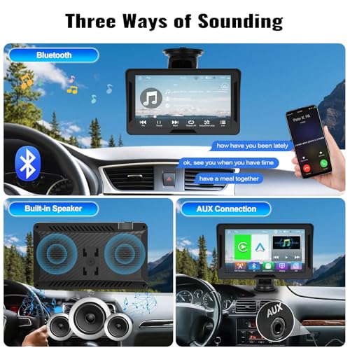 CarPlay Screen for Car, 7" HD Portable Car Stereo with Wireless Android Auto, Car Audio Receivers with Voice Control, Mirror Link, Bluetooth, EQ, AUX, Car Play Screen Driveplay Multimedia Player - Image 6