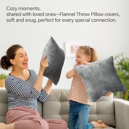 Image of BEDELITE Velvet Pillow Covers with Zipper, Gray, 18x18 Inches, 2 Pack | Super Soft, Cozy Luxury Feel, Square Decorative Pillow Covers, for Bedroom Sofa Couch, All-Season Comfort, Easy Care