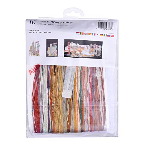 Image of Thea Gouverneur - Counted Cross Stitch Kit - America - Aida - 18 Count - Embroidery Kit for Adults - DMC Embroidery Threads and Other Cross Stitch Supplies Included - 544A