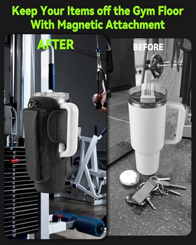 Magnetic Gym Bag for Stanley Cup, 30OZ Water Bottle Holder, Stanley Cup Accessories,Gym Gifts,Gym Accessories for Women (Black)3