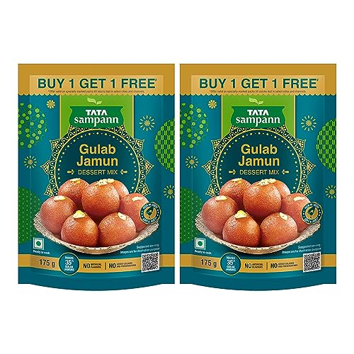 Tata Sampann Gulab Jamun Dessert Mix, Soft & Juicy, (Buy 1 Get 1 Promo Pack), 2x 175g