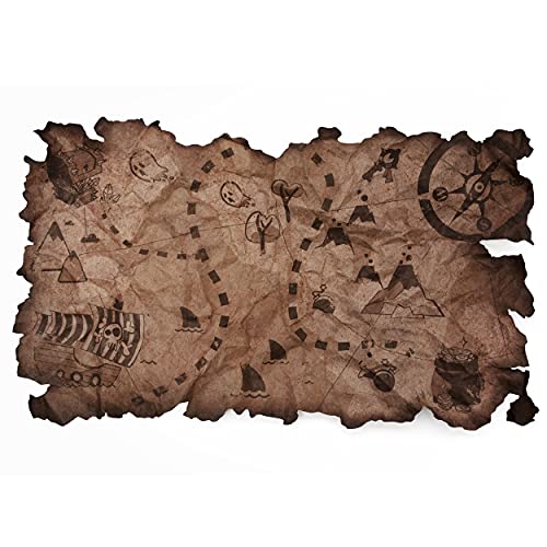 Carte au Trésor Pirate Party Capitaine Vintage Bords Déchirés Antique Carte Nautique pour Enfants Costume De Pirate Décoration De Table Mur 1 Pièce