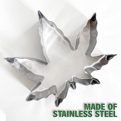 Miniatura 3 de Cortador de galletas de hojas de marihuana de acero inoxidable de 4 pulgadas, molde para tartas de brotes de hojas para manualidades, pastelería,