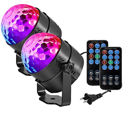 Party Lights Disco Ball LED Strobe Lights Sound Activated RBG Disco Lights,dj Lights,Portable 7 Modes Stage Light for Home Room Dance Parties Birthday Bar Karaoke Xmas Wedding Show Club 2 Pack