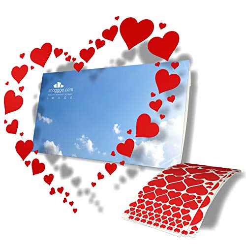 Autocollants en forme de Coeur à disposer selon vos souhaits ou vos compositions artistiques - 244 autocollants en 9 tailles - Décoration Saint-Valentin, mariage, voiture, vitrine - Couleur Rouge Cover