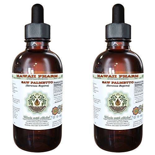 Saw Palmetto Alcohol-Free Liquid Extract, Organic Saw Palmetto (Serenoa Repens) Dried Berry Glycerite Natural Herbal Supplement, Hawaii Pharm, USA 2x4 fl.oz
