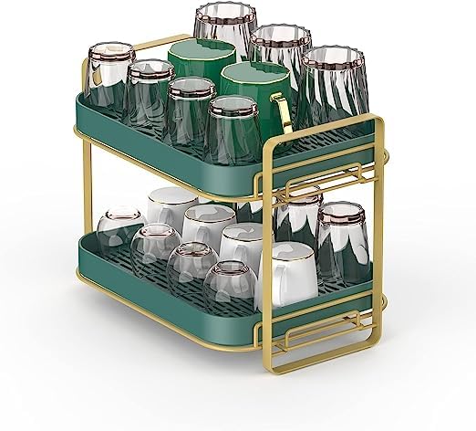 Dhadh Double Layer Counter Storage Kitchen Bathroom Organizer Shelf Holder Drain Rack