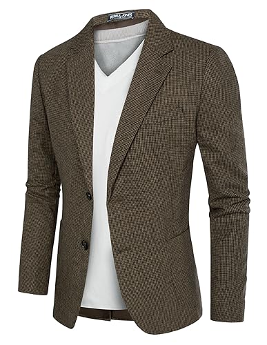 Men Formal Tweed Blazer Herringbone Jacket Button Wool Blend Sport