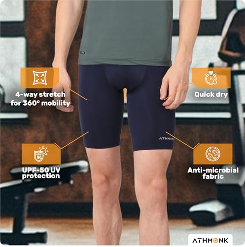 Image of 4-Way Lycra Compression Shorts for Men | Tight Skin Fit, Non Padded | Cycling Running Workout Gym Cricket Football Sports | Tummy Tuck Recovery Muscle Support | Quick Dry Anti-Chafe