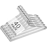 VASA NAMA 40 Perchas Ganchos para Ropa de Acero Inoxidable, Perchas de Ropa, Percha Sólida 42 CM Perchas de Alambre de...