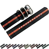 NATO® Two Piece Nylon Watch Strap Premium Ballistic Nylon Sport G10 Smart watch band USA Stock 20mm 22mm Stainless Steel buckles (22mm, Orange)