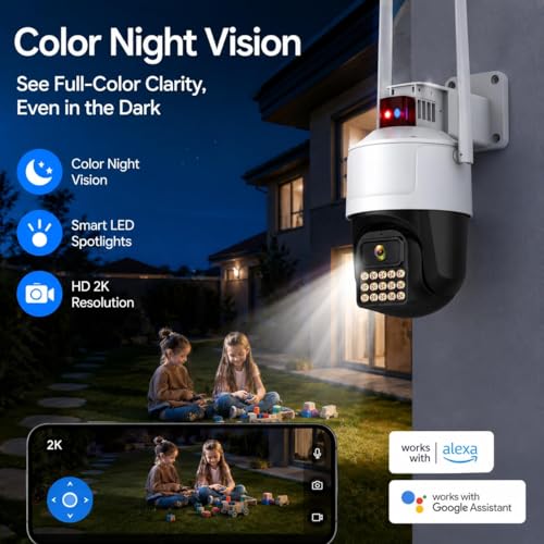 Image of Dr Vision 4MP WiFi PTZ Outdoor CCTV Camera for Home | 360 Pan Tilt | Color Night Vision | Motion Detection | Two Way Audio | Wireless Security Camera with Mobile App V380 Pro (PTZ Camera)
