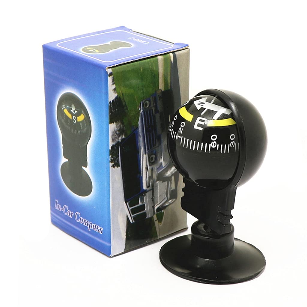 AIYAYOU Compass,360 Degree Rotation Waterproof Vehicle Navigation Ball Shaped Car with Suction Cup, as show