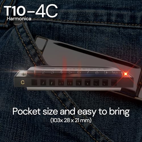 Image of T10-4 C, Diatonic Harmonica Key of C 10 Holes 20 Tones Mouth Organ, Blues Harp Harmonica For Adults, Kids, Beginners, Professionals and Students