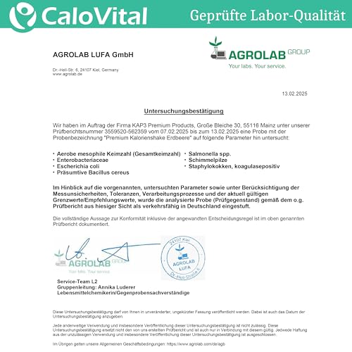 Trinknahrung hochkalorisch für Gewichtszunahme | Kohlenhydrate & Eiweiß als Kalorien Shake | Hochdosiert mit vielen Vitaminen | CaloVital - Premium Qualität aus Deutschland (Erdbeere 500g), Pulver