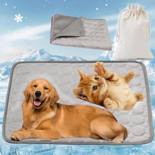 Wxshang Tapis Rafraîchissant - Bilifresh by Bilistore, Tapis Rafraîchissant pour Chiens Et Chats, Anti‑Rayures Coussin Rafraîchissant Animaux en Soie Glacée, Fraîcheur Instantanée (Gris, 62x50cm)