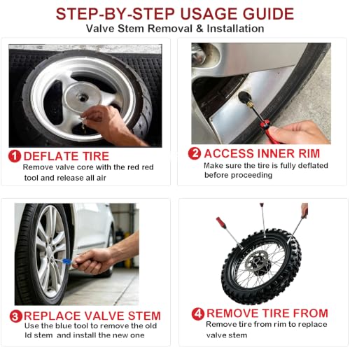 Image of Upgraded Steel Tire Spoons with Tire Valve Core Removal Tools Set 35 PCS