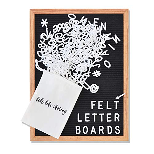 Felt Like Sharing Letter Board (Black Felt - 12”x16”) – Changeable Message Board with 3 Sets of Felt Board Letters for Home, Office & Aesthetic Room Decor – Wall Letterboard Signs In Oak Frame