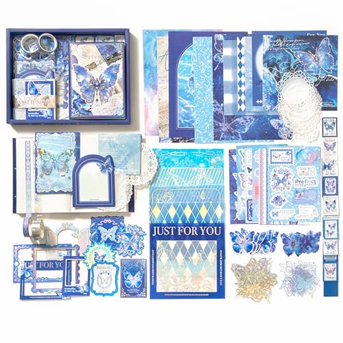 Image of The AutoStory Music Scrapbook Album Set A6 Junk Journal Notes Aesthetic Stickers Symphony Collage Papers Washi Tape DIY Craft Art Planner Decoration Supply Gift Teens Girls (Serenade, Blue)