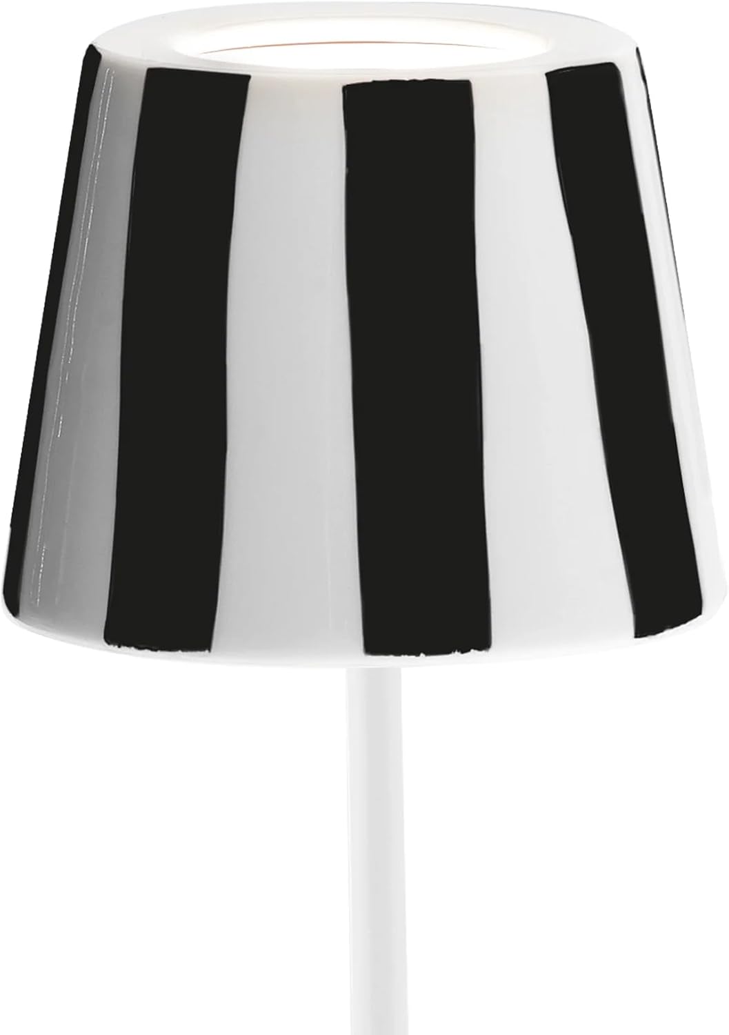 Zafferano, Poldina Cover, Hand-Decorated Ceramic Table Lamp Cover, Compatible with Poldina Lamps, Made in Italy, Diameter 13 x 10 cm, Colour White - Black Stripes