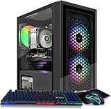 STGAubron Gaming PC Computer Desktop, Intel i7 Xeon E5 2.8G, Radeon RX 580 8G, 16G DDR4, 512G SSD, 600M WiFi, BT 5.0, RGB Fan x3, Windows 11 Home