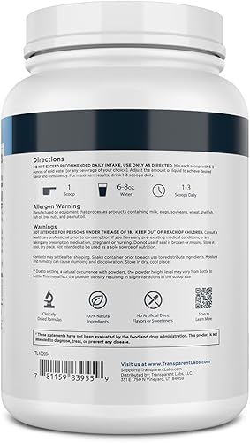 Miniatura 7 de Transparent Labs Aislado de proteína de suero de leche alimentada con pasto, sabor natural, sin gluten, proteína de suero en polvo con 0.99 oz de