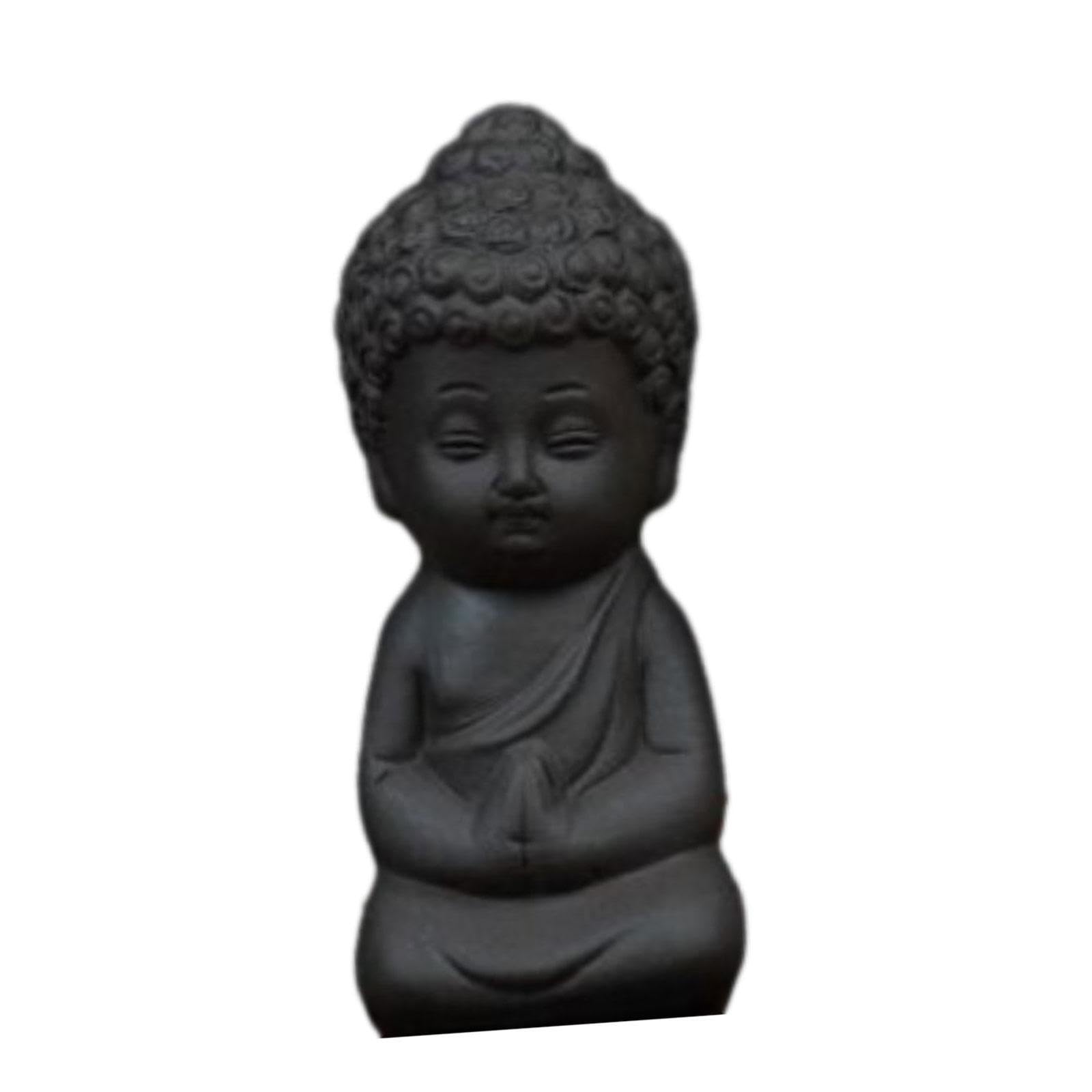 TWISAXC Monk Miniatures Tabletop Ornament Cute Pottery Clay Buddha Figurine Decor DIY Terrarium Crafts Souvenir For Tea Lovers Vivid Expression Car Clay