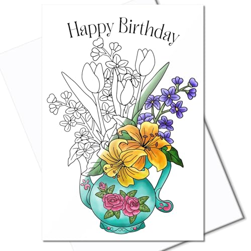 Image of Art Eclect Coloring Birthday Cards for Adults - With Envelopes