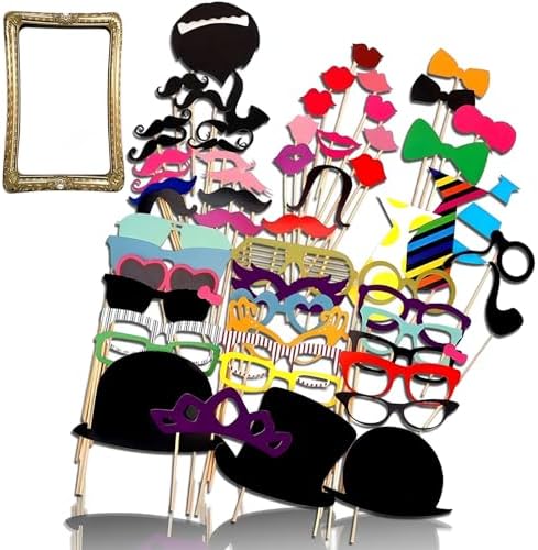 32 Stuks Foto Booth Props Bruiloft - Accessoires Met Hoeden, Kronen & Rekwisieten Voor Feestfoto's