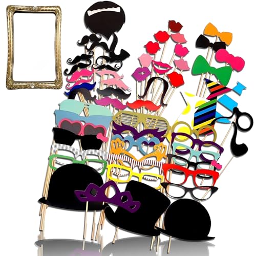 59 Stück Foto Requisiten,Fotobox Accessoires,Party Foto Booth Requisiten...